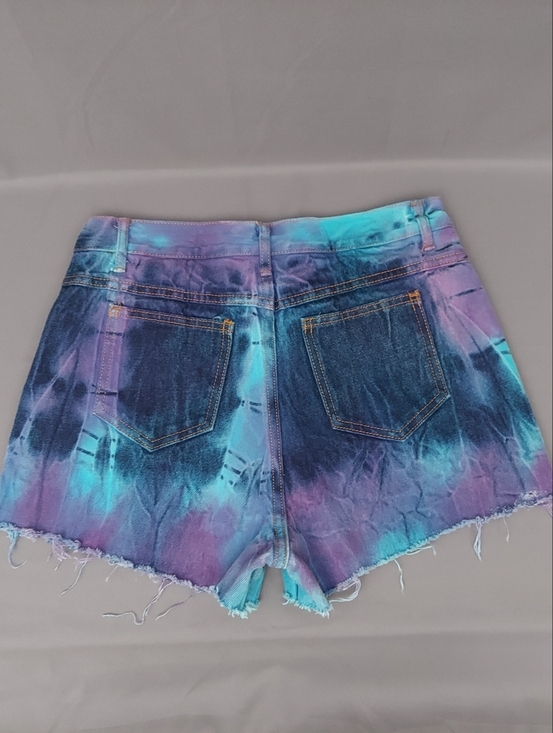 Danger Pants - Vintage Danger Denim Shorts Size 13-14 Blue & Purple Tie Dye Jean Cutoffs